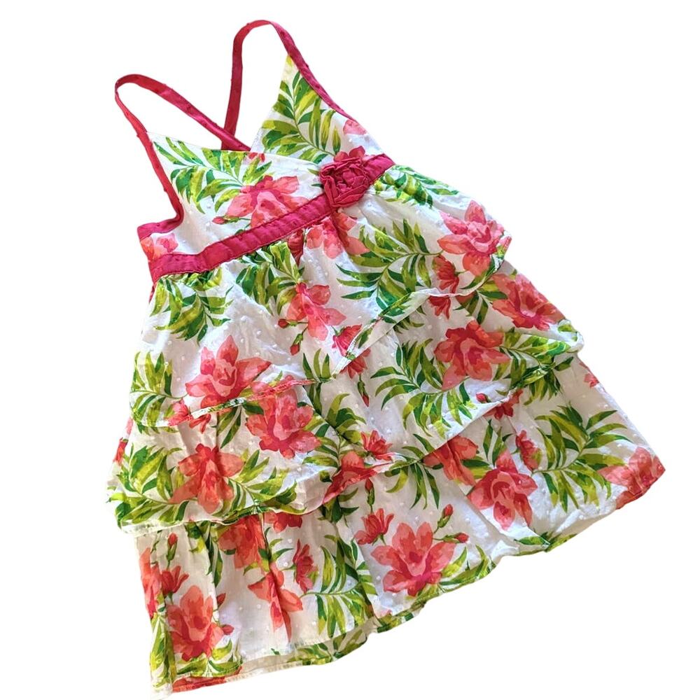 Penelope Mack Toddler Girls Floral Pink Green Dress 3t